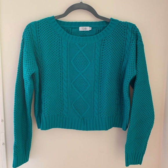 Tobi Sweaters - 🍂Sale🍂 NEW Teal Tobi Cropped Knitted Sweater